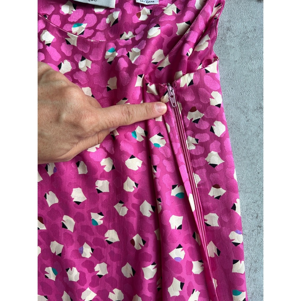 Albert Nipon Silk Dress S 4 Magenta Pink Vintage Drop Waist Abstract 80s Flapper - Picture 4 of 8